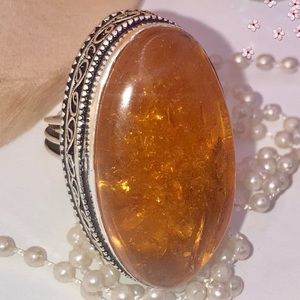 JUICY Amber Gemstone Chunky Handmade Ring